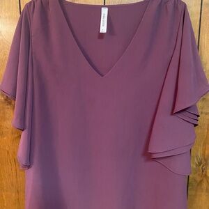Zenana Outfitters Mauve V-Neck Blouse